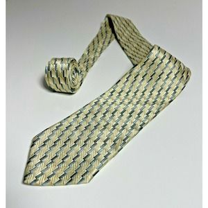 Ermenegildo Zegna Men Italy Woven Silver Blue Striped 100% Silk Necktie Neck Tie